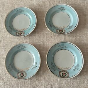 4 Vtg Hand Painted Porcelain Lustreware Sauce Dip Plate - Made In Japan